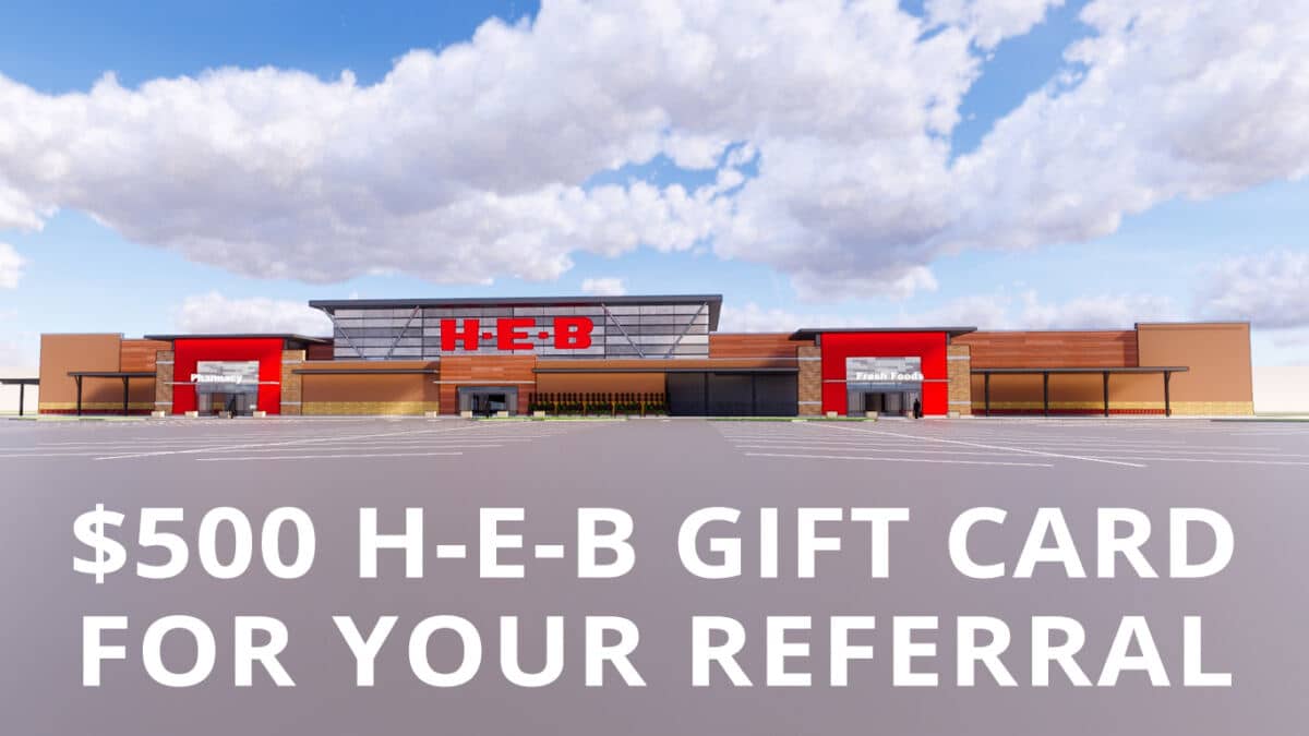 HEB Gift Certificate For Referrals Supporting Local TX Communities